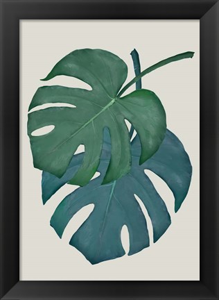 Framed Monstera Aqua 6 Print