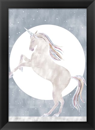 Framed Rising Unicorn Print