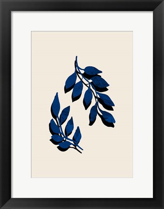 Framed Blue Twig Brush Print