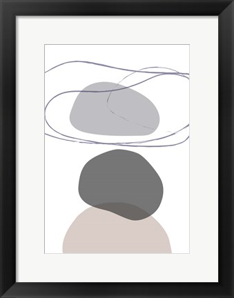 Framed New Shapes Beige 4 Print