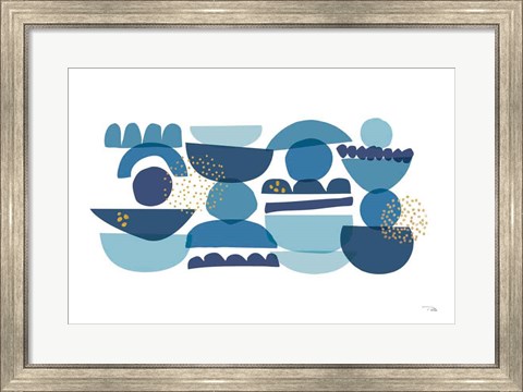 Framed Crowded Forms blue I Print