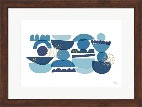 Framed Crowded Forms blue I Print