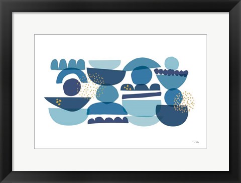 Framed Crowded Forms blue I Print