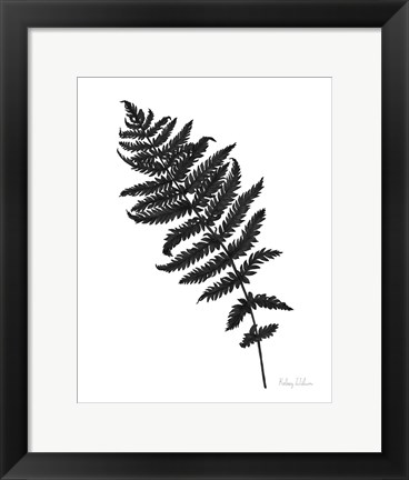 Framed Neutral Fern black I Print