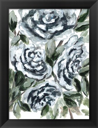 Framed Shadowed Blue Roses I Print