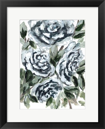 Framed Shadowed Blue Roses I Print