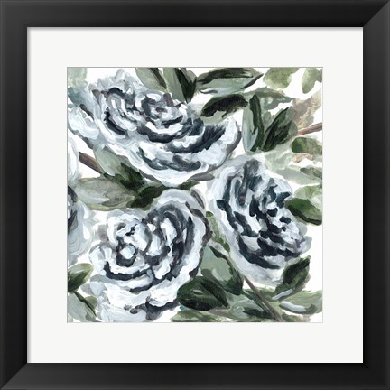 Framed Shadowed Blue Roses II Print