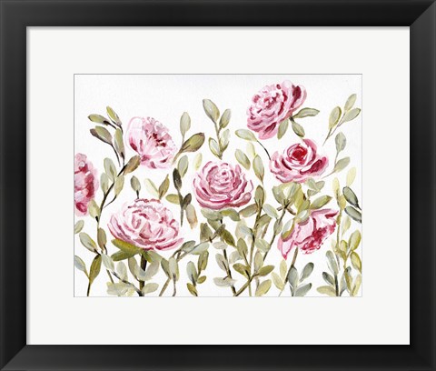 Framed Gentle Rosegarden Pink Print