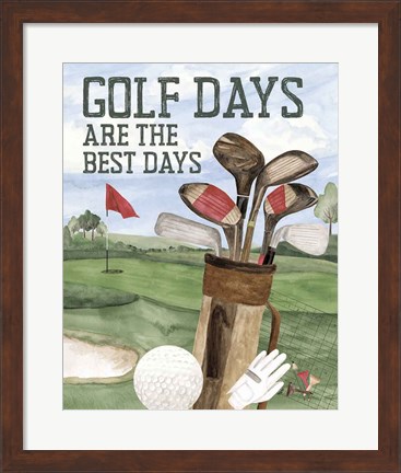 Framed Golf Days neutral portrait II-Best Days Print