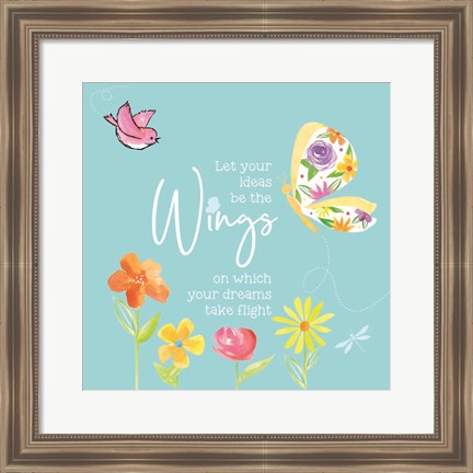 Framed Dreams Take Flight on Blue XI Print