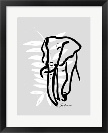 Framed Inked Safari Leaves II-Elephant Print