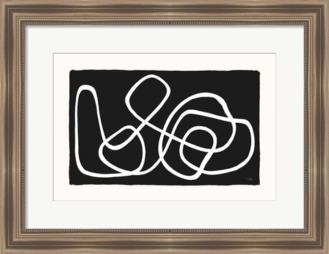 Framed Lines &amp; Curves on black I Print