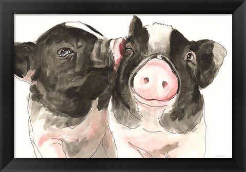 Framed Piglet Kisses Print