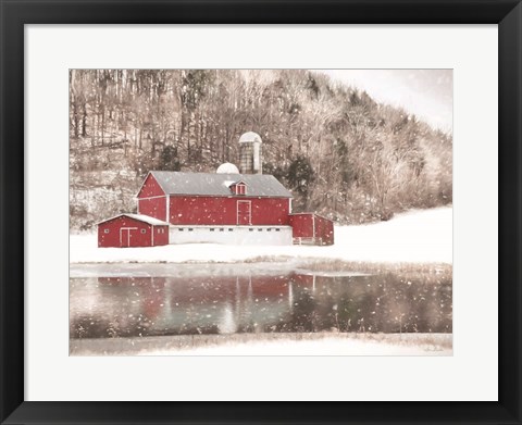 Framed Belleville Snowy Barn Print