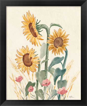 Framed Sunflower Season IX Bright Print