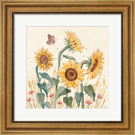 Framed Sunflower Season II Bright Print