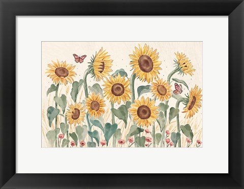 Framed Sunflower Season I Bright Print