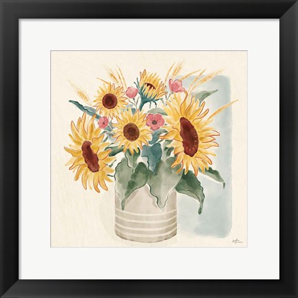 Framed Sunflower Season V Bright Print