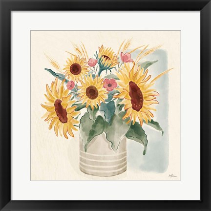 Framed Sunflower Season V Bright Print