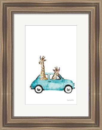 Framed Giraffe Joy Ride III No Balloons Print