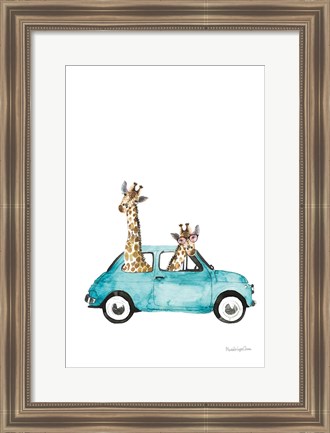 Framed Giraffe Joy Ride III No Balloons Print