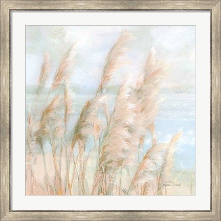 Framed Seaside Pampas Grass Light Crop Print