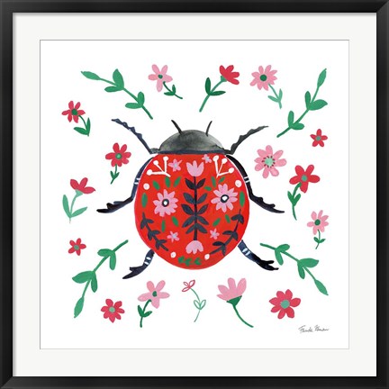 Framed Folk Beetle I Print