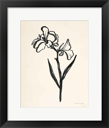 Framed Ink Flower II Cream Print