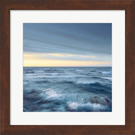 Framed Lake Superior Waves Navy Crop Print