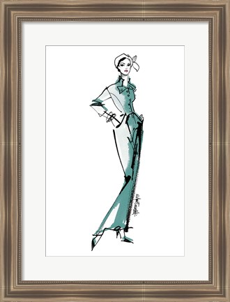 Framed Fifties Fashion III v2 Green Print