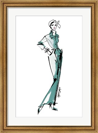 Framed Fifties Fashion III v2 Green Print