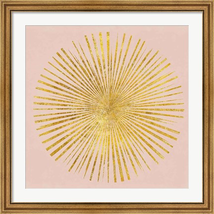 Framed Sunburst I on Pink Print