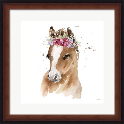 Framed Floral Pony Pink Sq Print