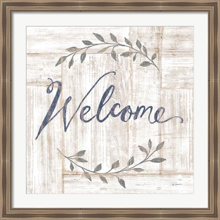 Framed Woodgrain Welcome Print