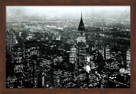 Framed Manhattan at Night Rich Black Print