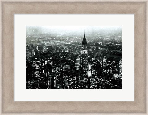 Framed Manhattan at Night Rich Black Print