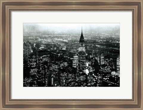 Framed Manhattan at Night Rich Black Print