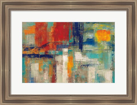 Framed Harbor Sunset Bright Print