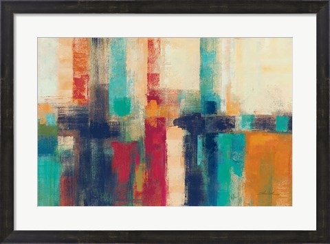 Framed Bright Aqua Horizon Crop Print