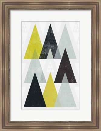 Framed Mod Triangles IV Yellow Black Print