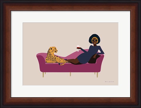 Framed Wild Lounge I Pink Couch Print