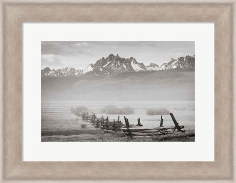 Framed Stanley Basin Fence and Fog Print