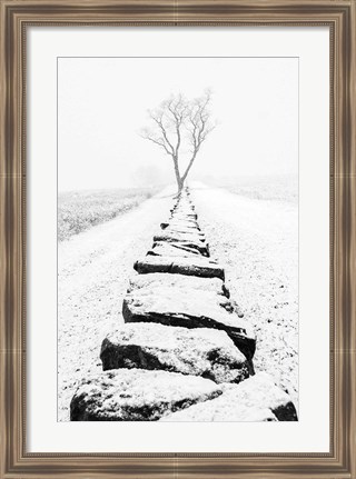 Framed Snowy Stone Wall Print