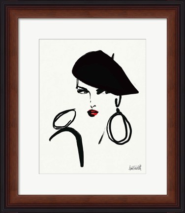 Framed Beret and Scarf I Print