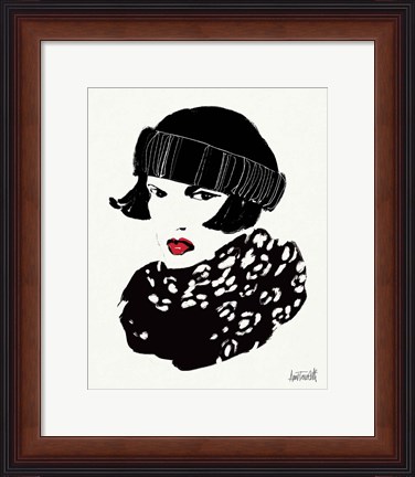 Framed Beret and Scarf II Print