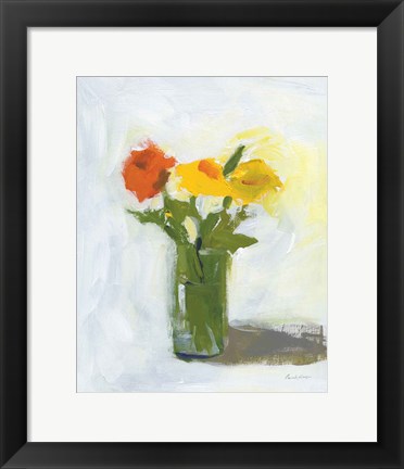 Framed Orange and Yellow Floral Print