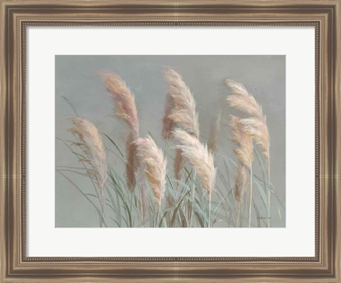 Framed Pampas Grasses on Gray Print