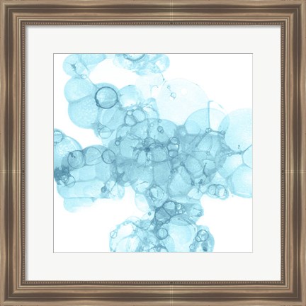 Framed Bubble Square Aqua III Print