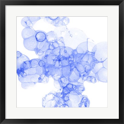 Framed Bubble Square Blue III Print