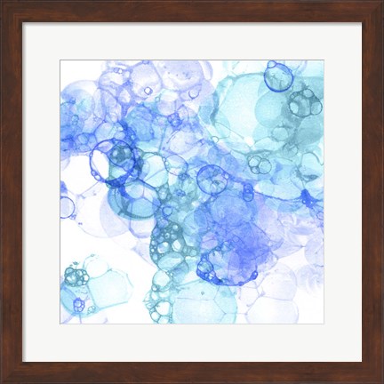 Framed Bubble Square Aqua &amp; Blue I Print